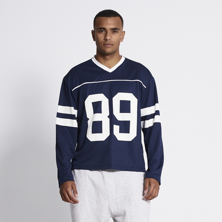 Long sleeve football jersey "Ty" Navy